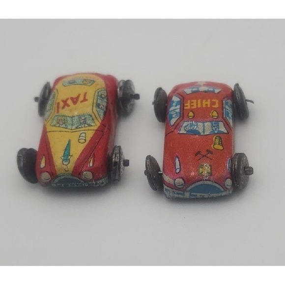 Other - Vintage miniature doll house‎ tin toy cars - Taxi & Police Chief